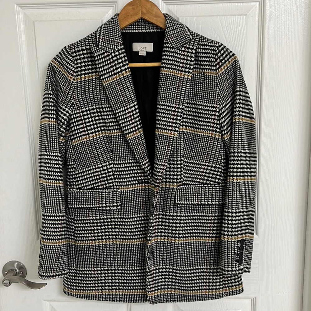 Loft wool houndstooth blazer